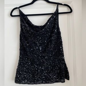 ! SOLD ! Chaudry Vintage Black Sequin Party Camisole
